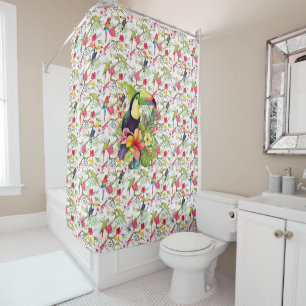 Tropical Birds And Flowers Shower Curtain