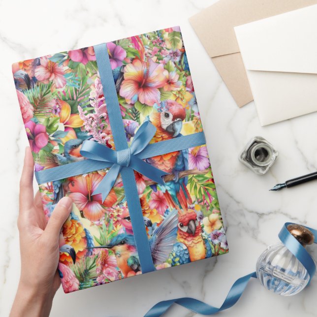 Tropical Birds and Flowers Small Wrapping Paper (Gifting)