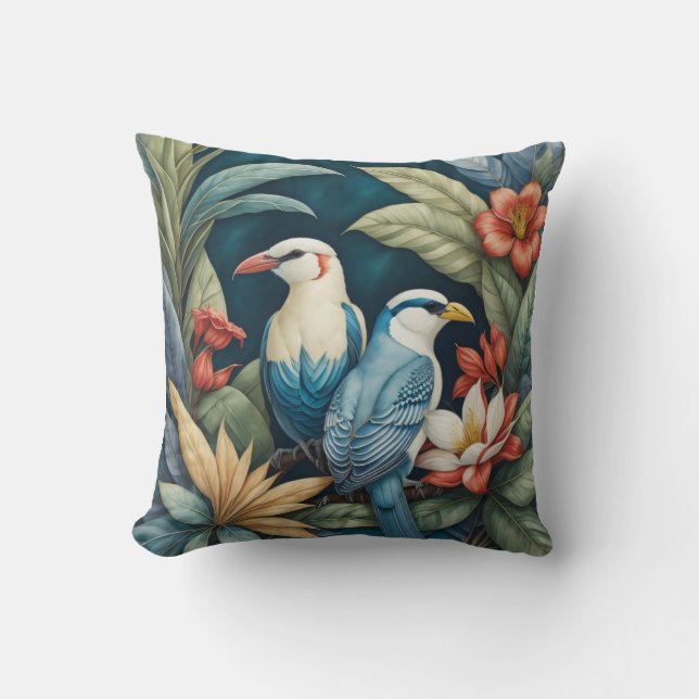 tropical birds and plants cushion (Front)