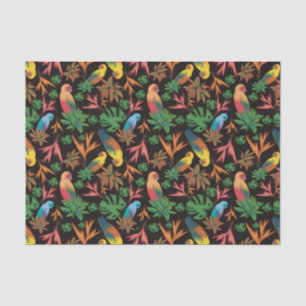 Tropical Birds Black Floral Collection  Tissue Paper