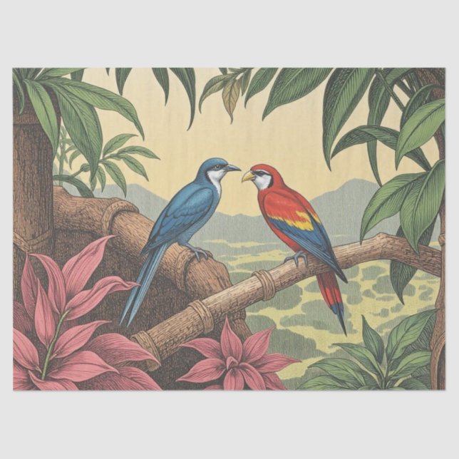 Tropical Birds Bold Illustration Tissue Paper (Front)