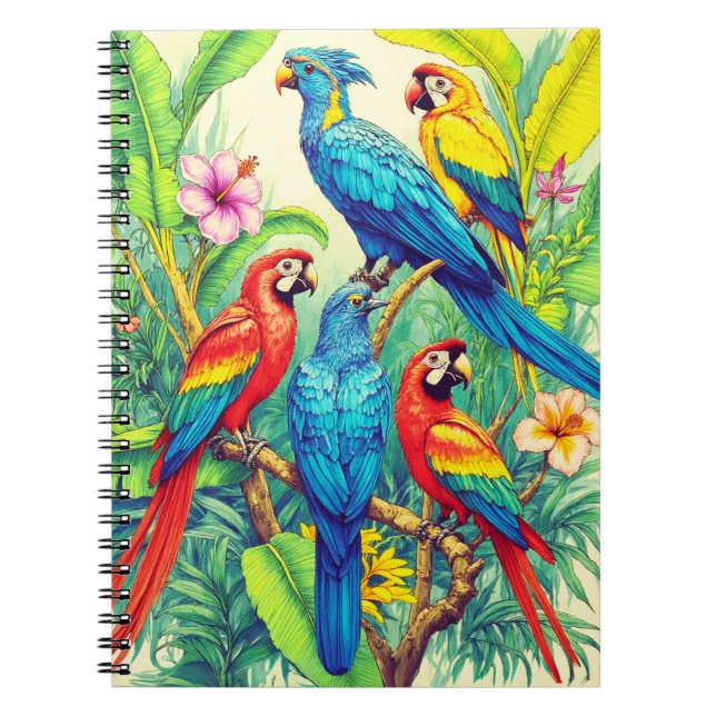 Tropical Birds Botanical Illustration Notebook (Front)