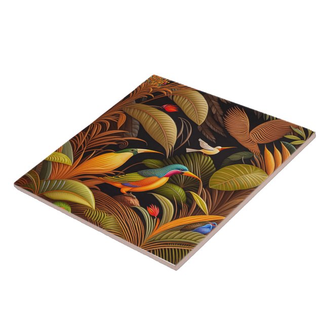 Tropical Birds Ceramic Tile (Side)