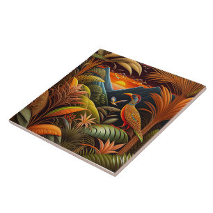 Tropical Birds Ceramic Tile