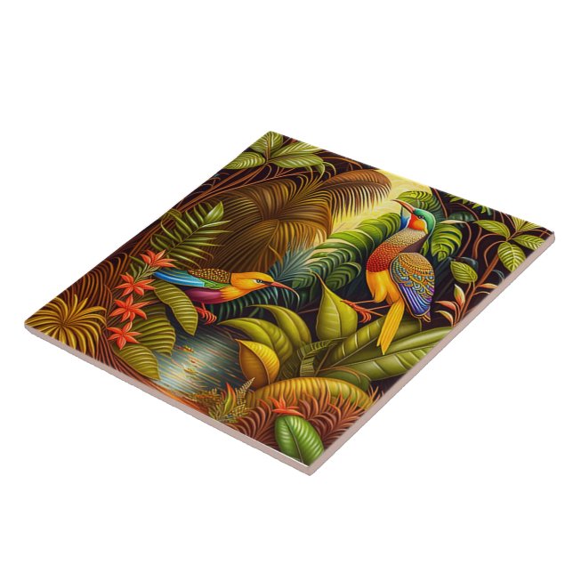 Tropical Birds Ceramic Tile (Side)