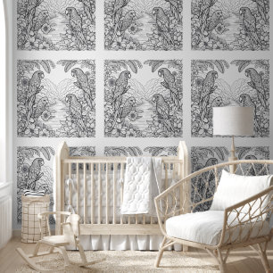 Tropical Birds Colouring Wallpaper