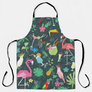 Tropical Birds Drinks: Vibrant Seamless. Apron
