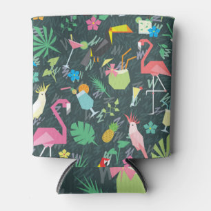 Tropical Birds Drinks: Vibrant Seamless. Can Cooler