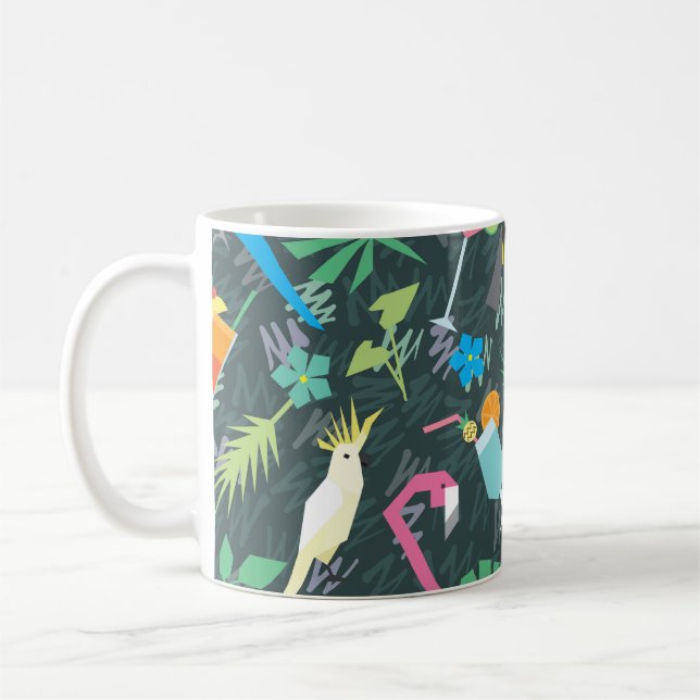 Tropical Birds Drinks: Vibrant Seamless. Coffee Mug (Left)