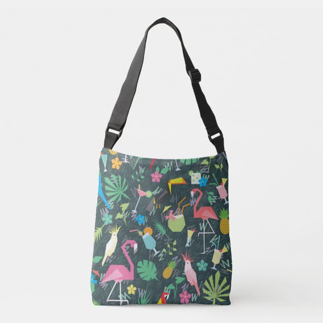 Tropical Birds Drinks: Vibrant Seamless. Crossbody Bag (Front)