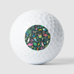 Tropical Birds Drinks: Vibrant Seamless. Golf Balls