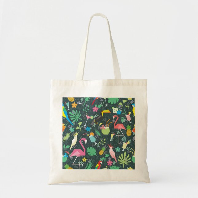 Tropical Birds Drinks: Vibrant Seamless. Tote Bag (Front)
