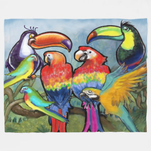 Tropical Birds Fleece Blanket