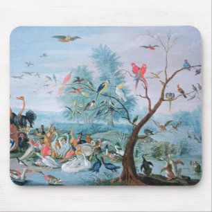 Tropical birds in a landscape mouse pad