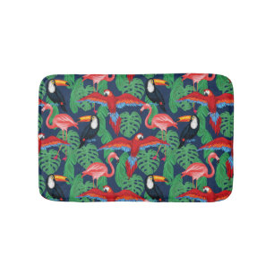 Tropical Birds In Bright Colours Bath Mat