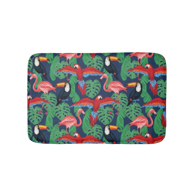 Tropical Birds In Bright Colours Bath Mat (Front)