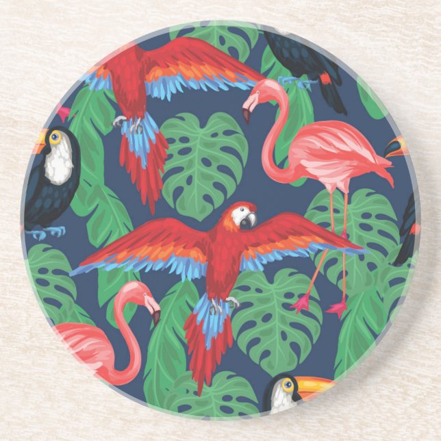 Tropical Birds In Bright Colours Coaster (Front)