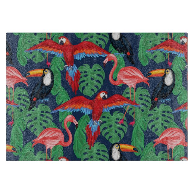 Tropical Birds In Bright Colours Cutting Board (Front)