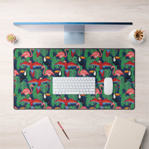 Tropical Birds In Bright Colours Desk Mat