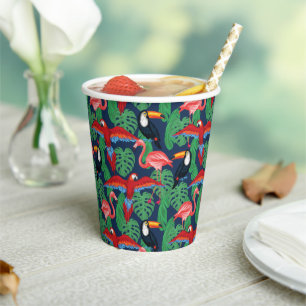 Tropical Birds In Bright Colours Paper Cups