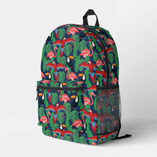 Tropical Birds In Bright Colours Printed Backpack