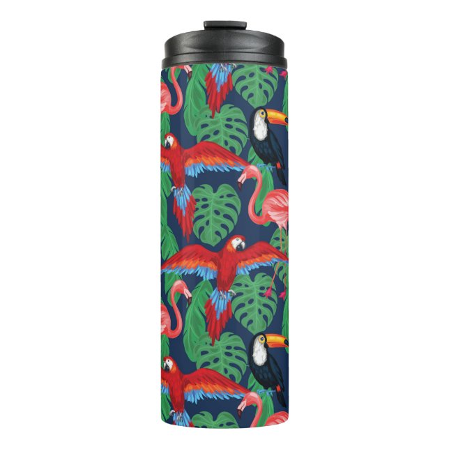 Tropical Birds In Bright Colours Thermal Tumbler (Front)