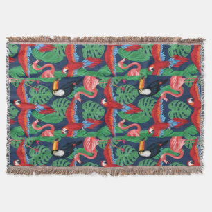 Tropical Birds In Bright Colours Throw Blanket