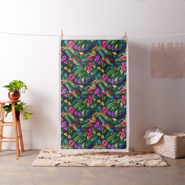 Tropical Birds Jungle Dreams Seamless Surface Patt Fabric (In Situ)