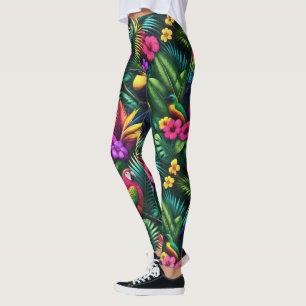 Tropical Birds Jungle Dreams Seamless Surface Patt Leggings