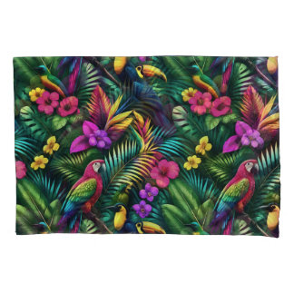 Tropical Birds Jungle Dreams Seamless Surface Patt Pillowcase