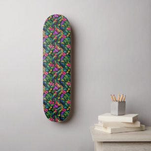 Tropical Birds Jungle Dreams Seamless Surface Patt Skateboard
