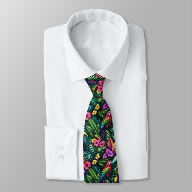 Tropical Birds Jungle Dreams Seamless Surface Patt Tie (Tied)