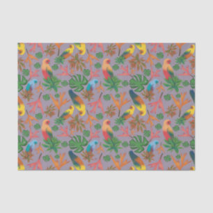 Tropical Birds Lavender Floral Pattern Tissue Paper