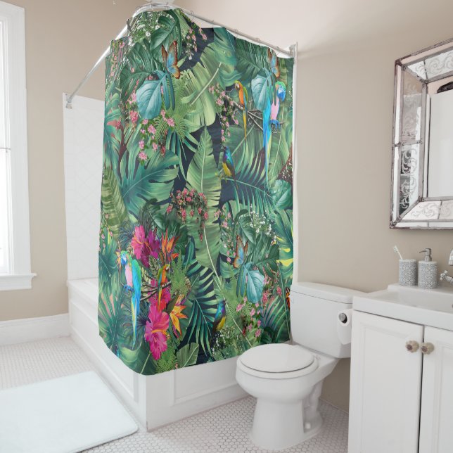 Tropical Birds of Paradise  Shower Curtain (In Situ)