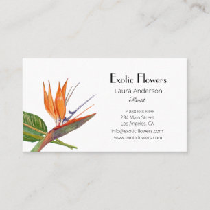 Tropical Birds of Paradise watercolor florist Business Card