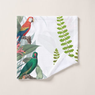 Tropical Birds Parrots & Foliage  Bath Towel Set