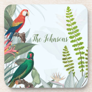 Tropical Birds Parrots & Foliage Coaster
