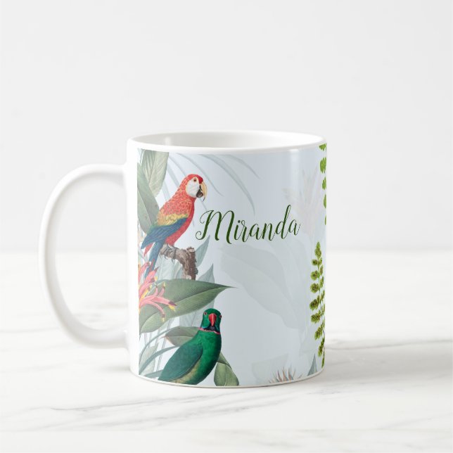 Tropical Birds Parrots & Foliage  Coffee Mug (Left)