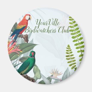 Tropical Birds Parrots & Foliage Magnet