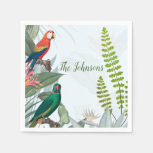 Tropical Birds Parrots & Foliage  Napkin