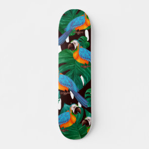 Tropical Birds Pattern Skateboard