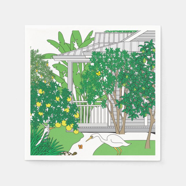 Tropical Birds & Plants Napkin (Front)