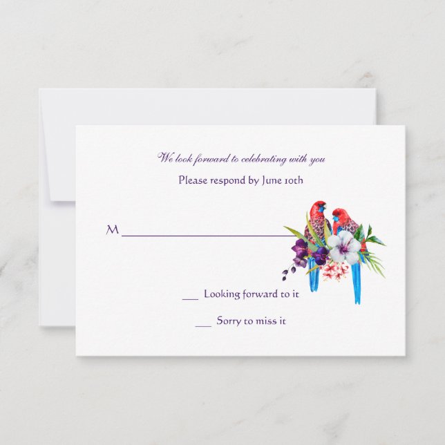 Tropical Birds Response Cards (Front)