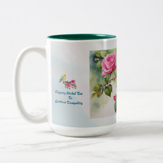 Tropical Birds & Roses 15oz Two-Tone Ceramic Mug  