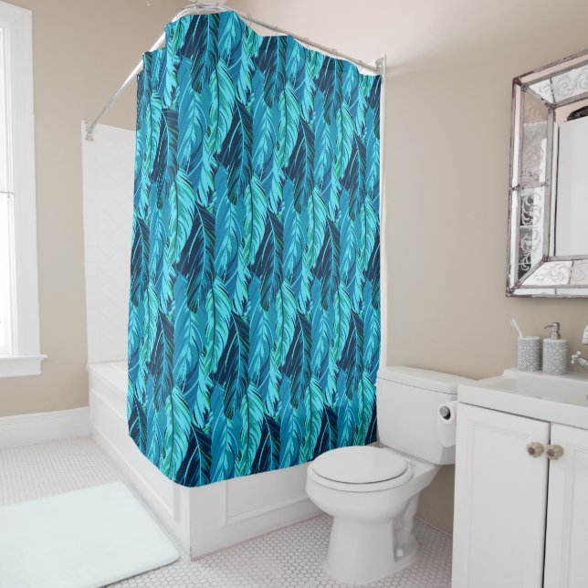 Tropical Birds Shower Curtain (In Situ)