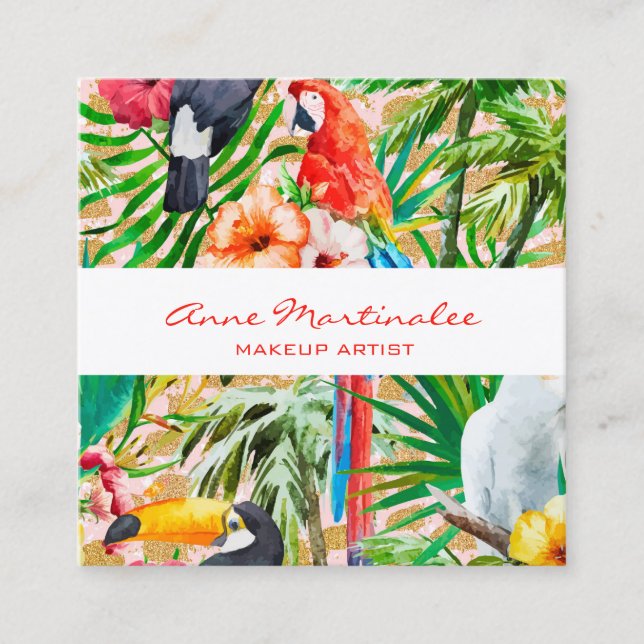 Tropical Birds Square Business Card (Front)