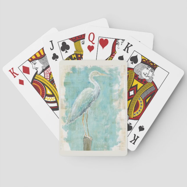 Tropical Birds | Still Egret Playing Cards (Back)
