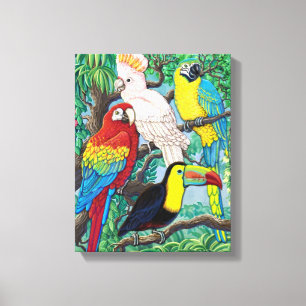 Tropical Birds Wrapped Canvas