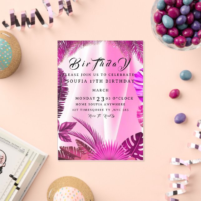 Tropical Birthday Invitation, Hawaiian Pineapple B Acrylic Invitations (Insitu (Celebration))