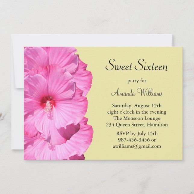 Tropical Birthday Invitation (yellow) (Front)